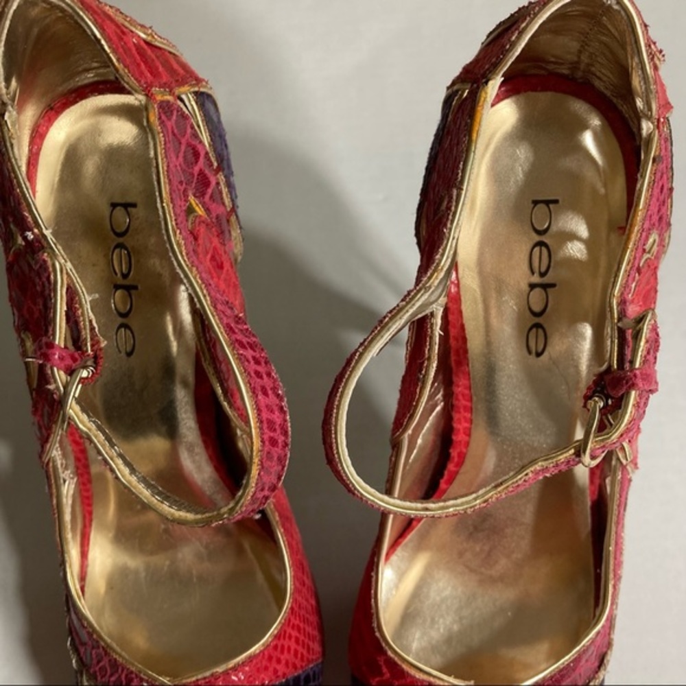 Bebe Clarissa Peeptoe Pumps Platform High Heels - Picture 7 of 12